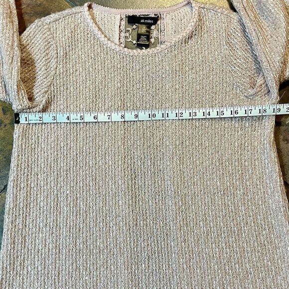 NWT Ali Miles Sparkle Blush 3/4 Sleeve Embroidered Sweater Sheer Back Small - Picture 8 of 14